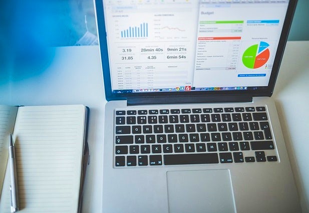Laptop with analytics on screen