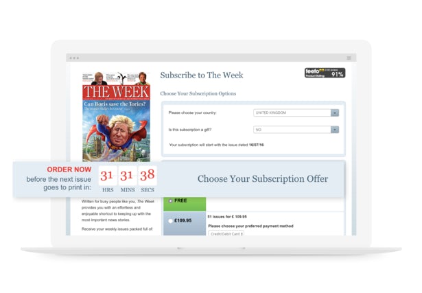 the week subscription page laptop