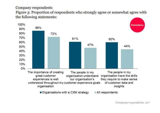 chart showing organisational understanding of customer experience management