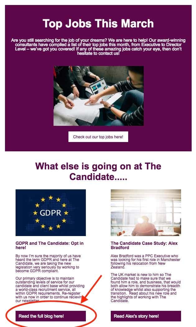 The candidate newsletter with gdpr optin