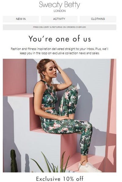 sweaty betty welcome email