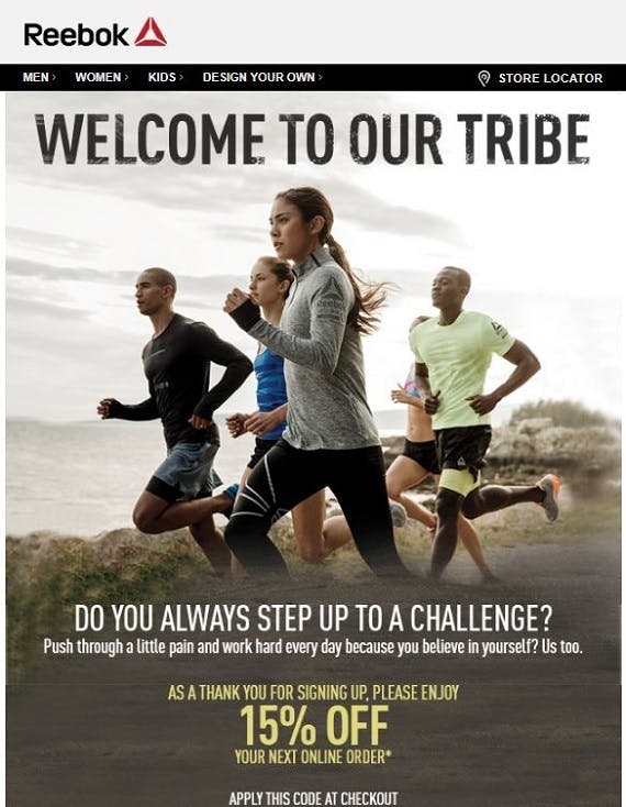 reebok welcome email