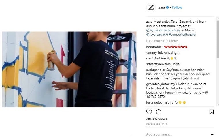 Zara supporting creative talent