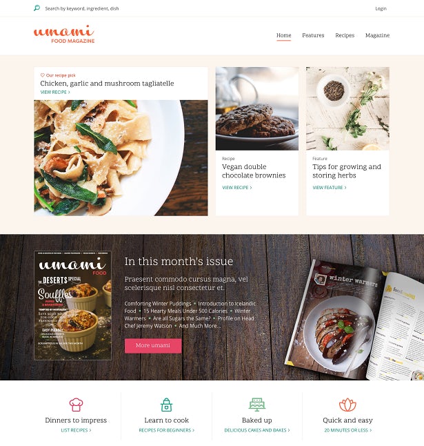 Screenshot from the website of fictional food publication Umami.