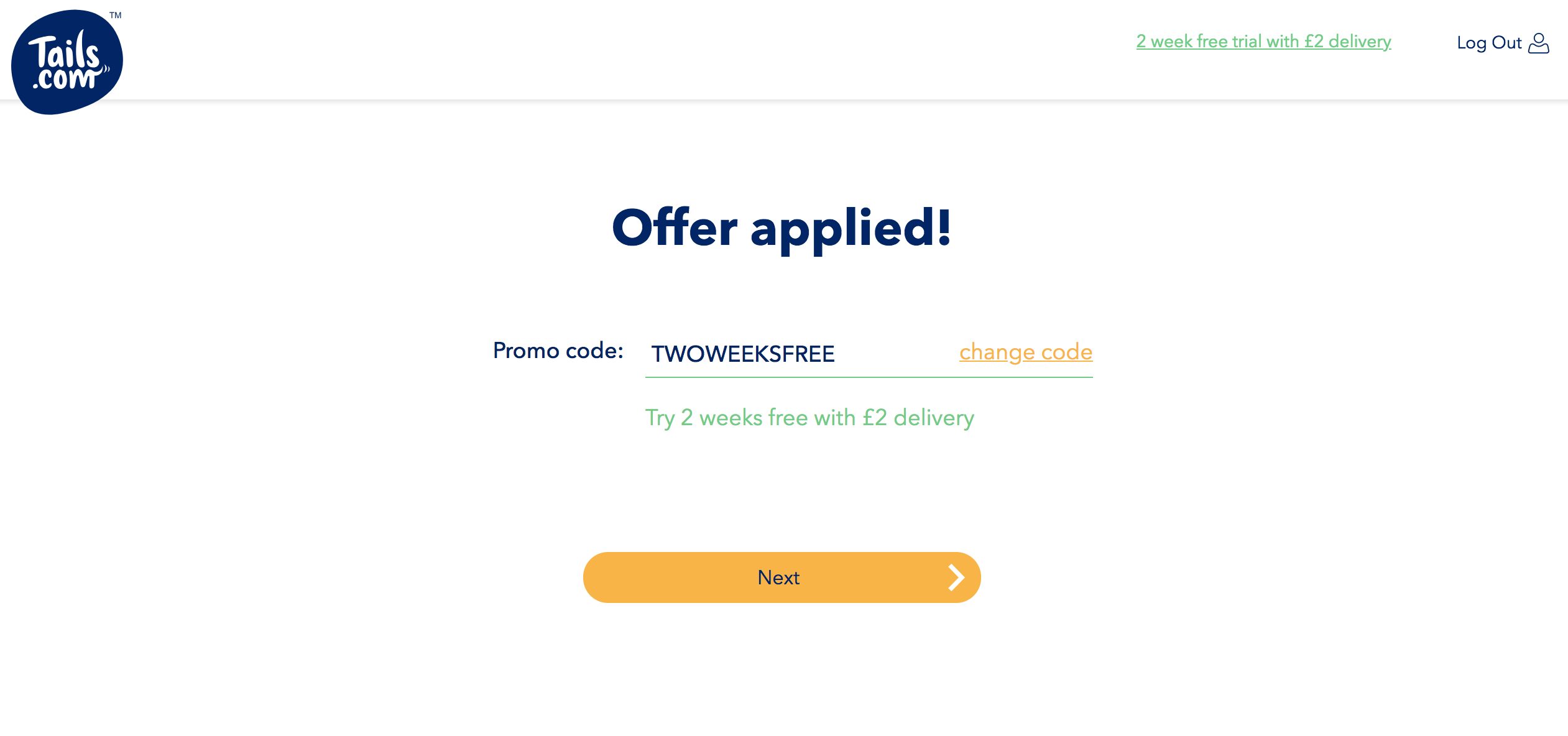 the tails.com website offering 2-week free trial