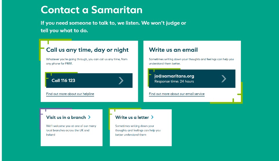 7 Samaritans contact details