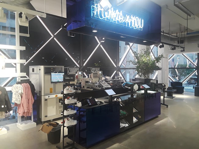 The PUMA X YOU customisation zone in Puma's NYC flagship store