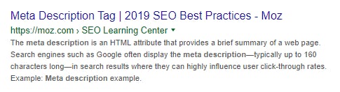 A search result from Moz with meta description