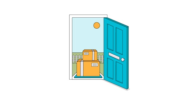 ecommerce delivery at door illustration