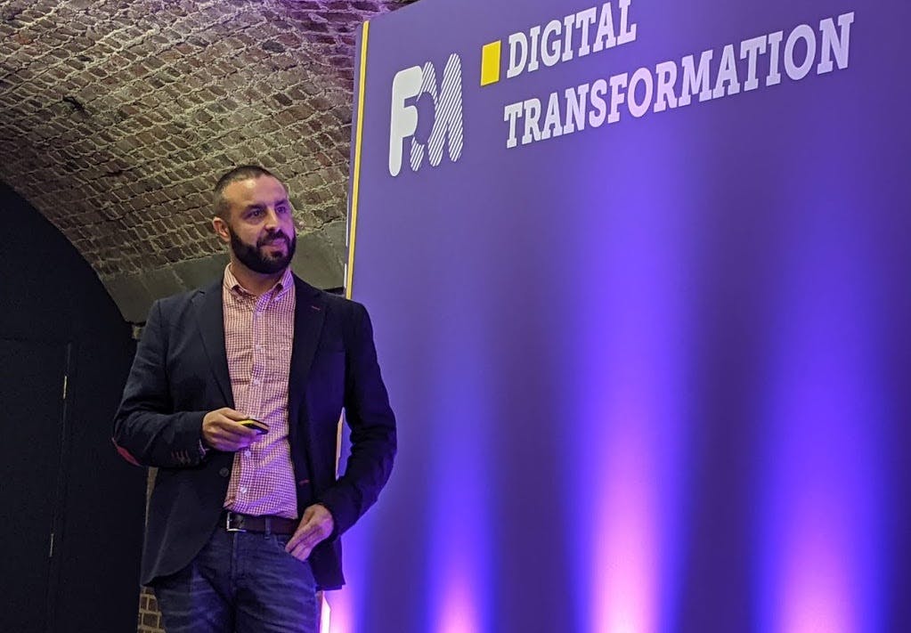 Saul Lopes stands on the Digital Transformation stage at the Festival of Marketing 2019