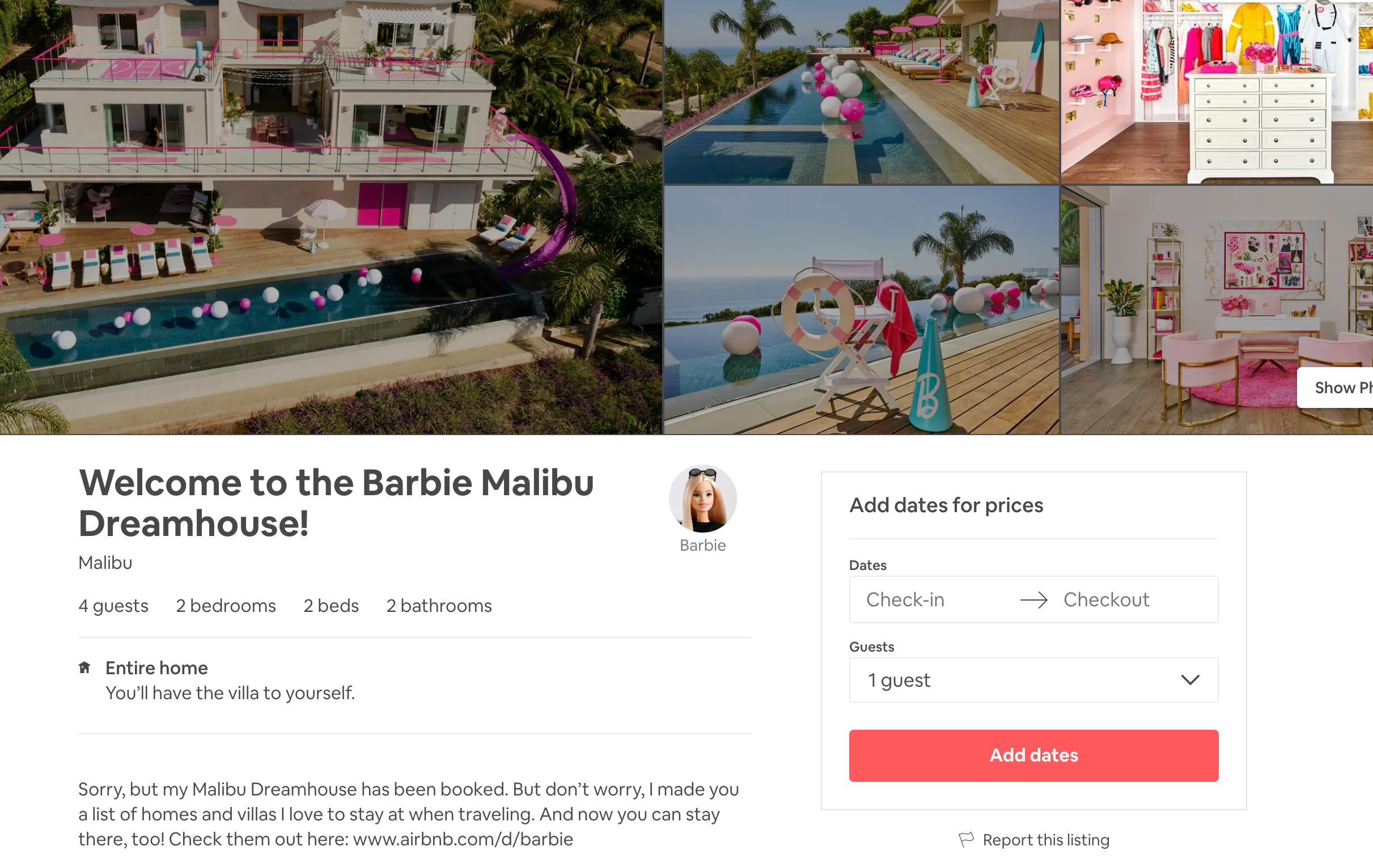 barbie airbnb