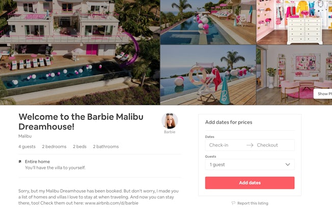 barbie airbnb