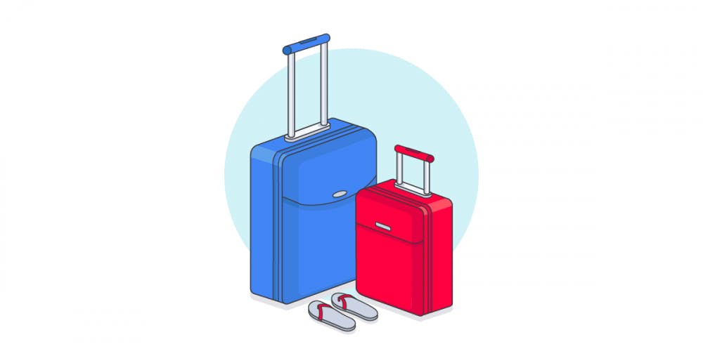 econsultancy illustration holiday concept with two suitcases and pair of flip flops