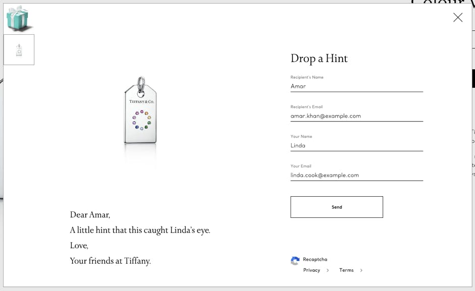 tiffanys drop a hint