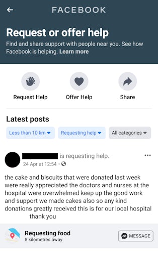 Facebook Request or Offer Help