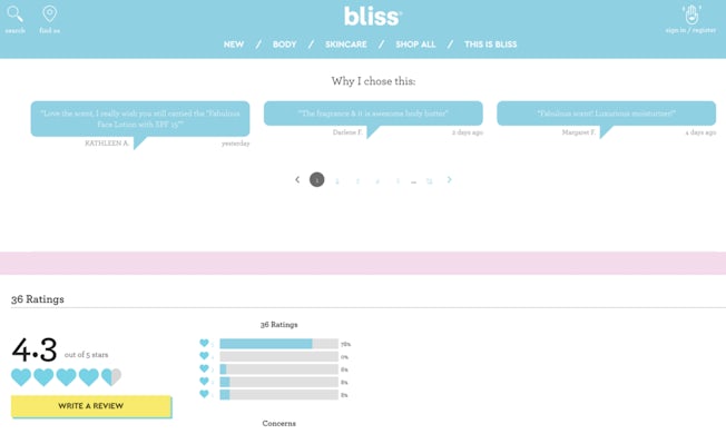 bliss product pages