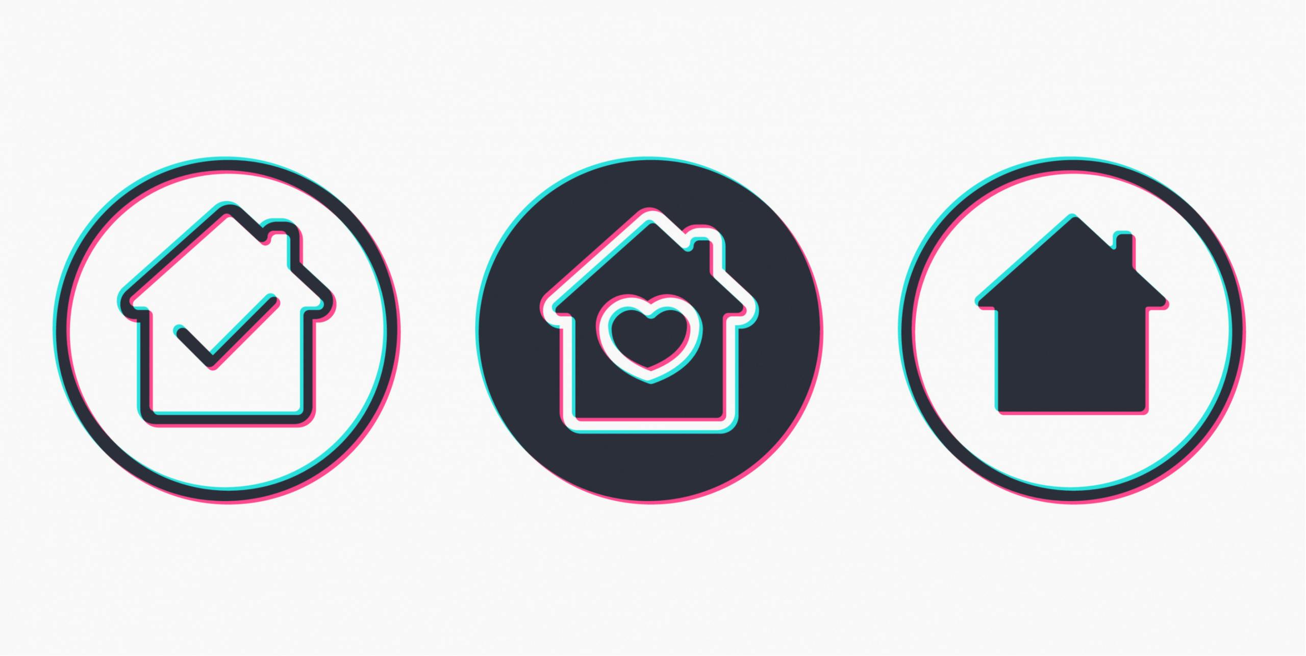 social media home icons in tiktok style