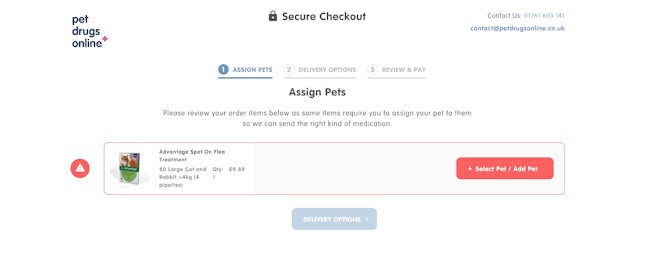 Pet Drugs Online checkout process