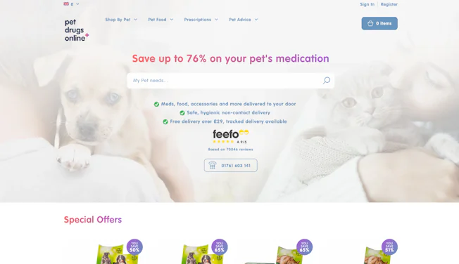 Pet Drugs Online homepage