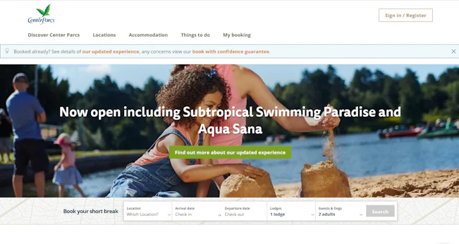 Center Parcs homepage