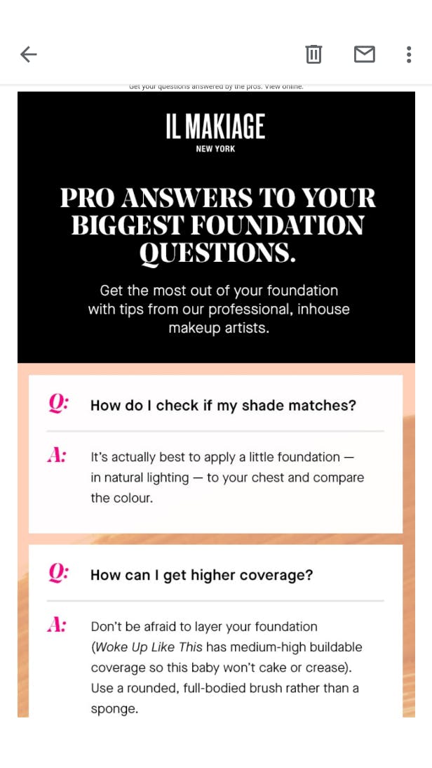 Il Makiage email correspondence