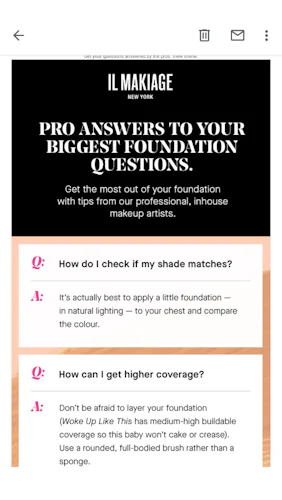 Il Makiage email correspondence