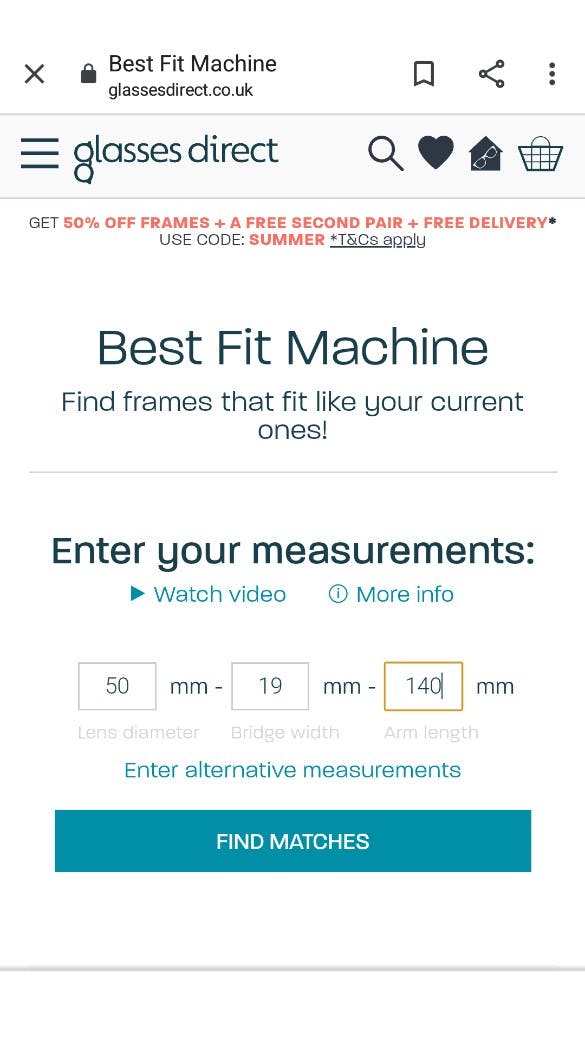 Glasses Direct 'Best Fit Machine'