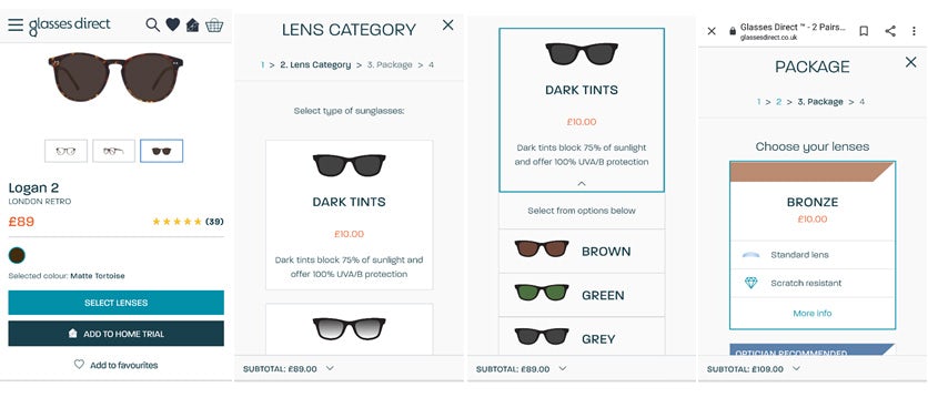 Glasses Direct lens personalisation