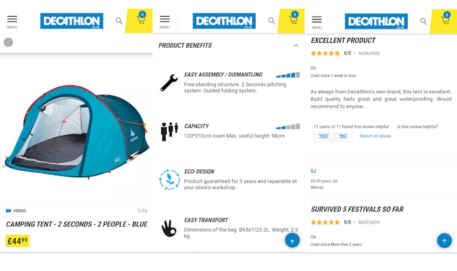 decathlon product page