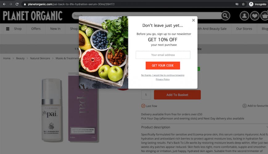 planet organic email sign up