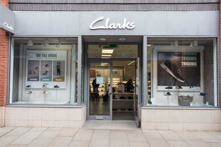 Exterior of a Clarks shoe store