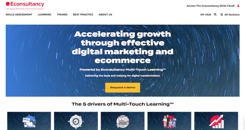 new econsultancy homepage and top navigation