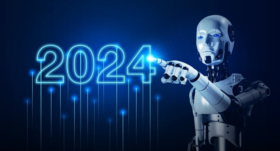 robot pointing to 2024
