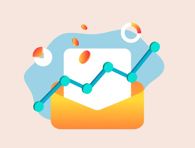 email with charts and lines illustration