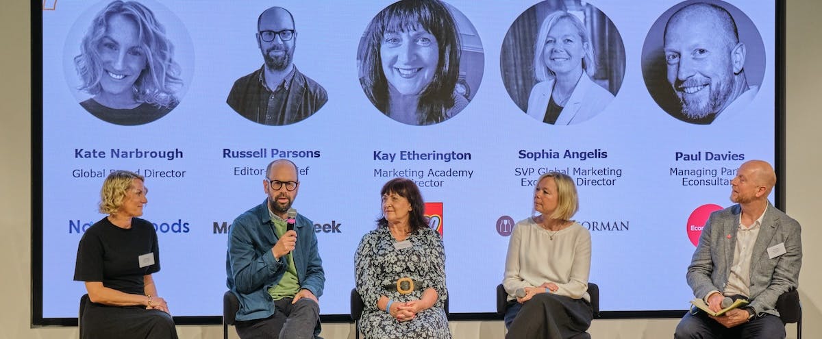 kate narborough, nomad foods; russell parsons, marketing week; kay etherington, lego; sophia angelis, brown-forman; paul davies, econsultancy