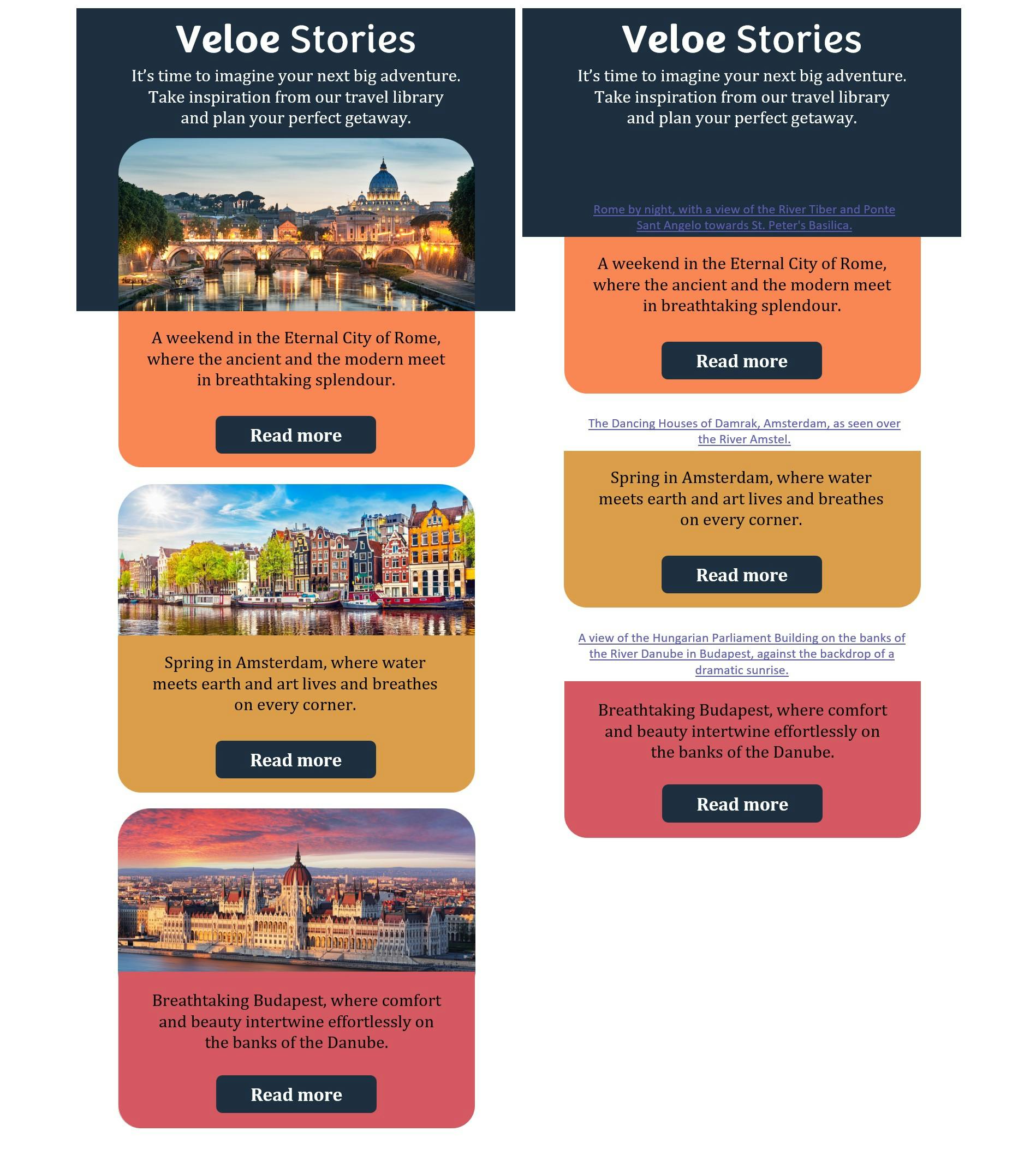 Promotional email with images displayed versus images blocked