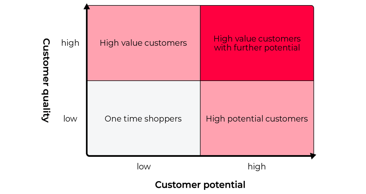 A chart showing the customer value matrix