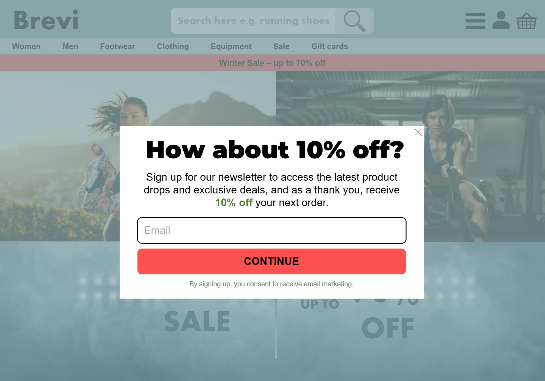An example of an acquisition popover leading with the incentive.
