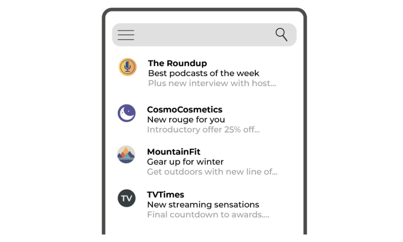 An image of an inbox showing branded icons for senders with BIMI, and one without